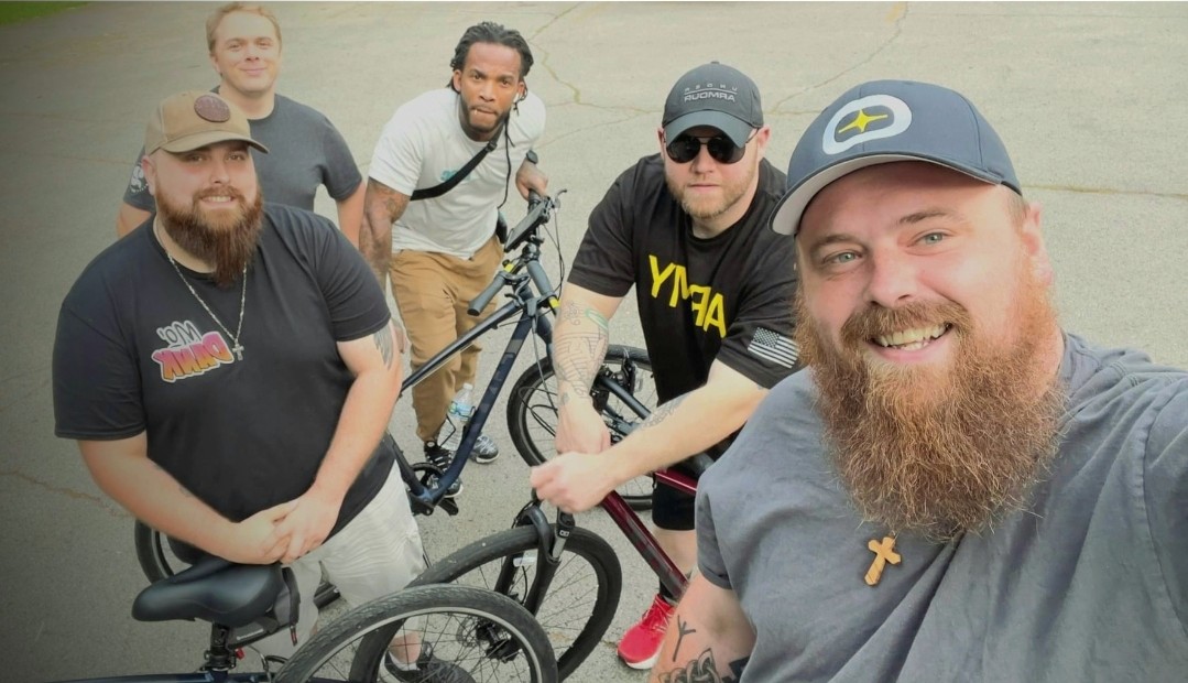 Ethan, far right, and four of his five Cycling for Donors team members